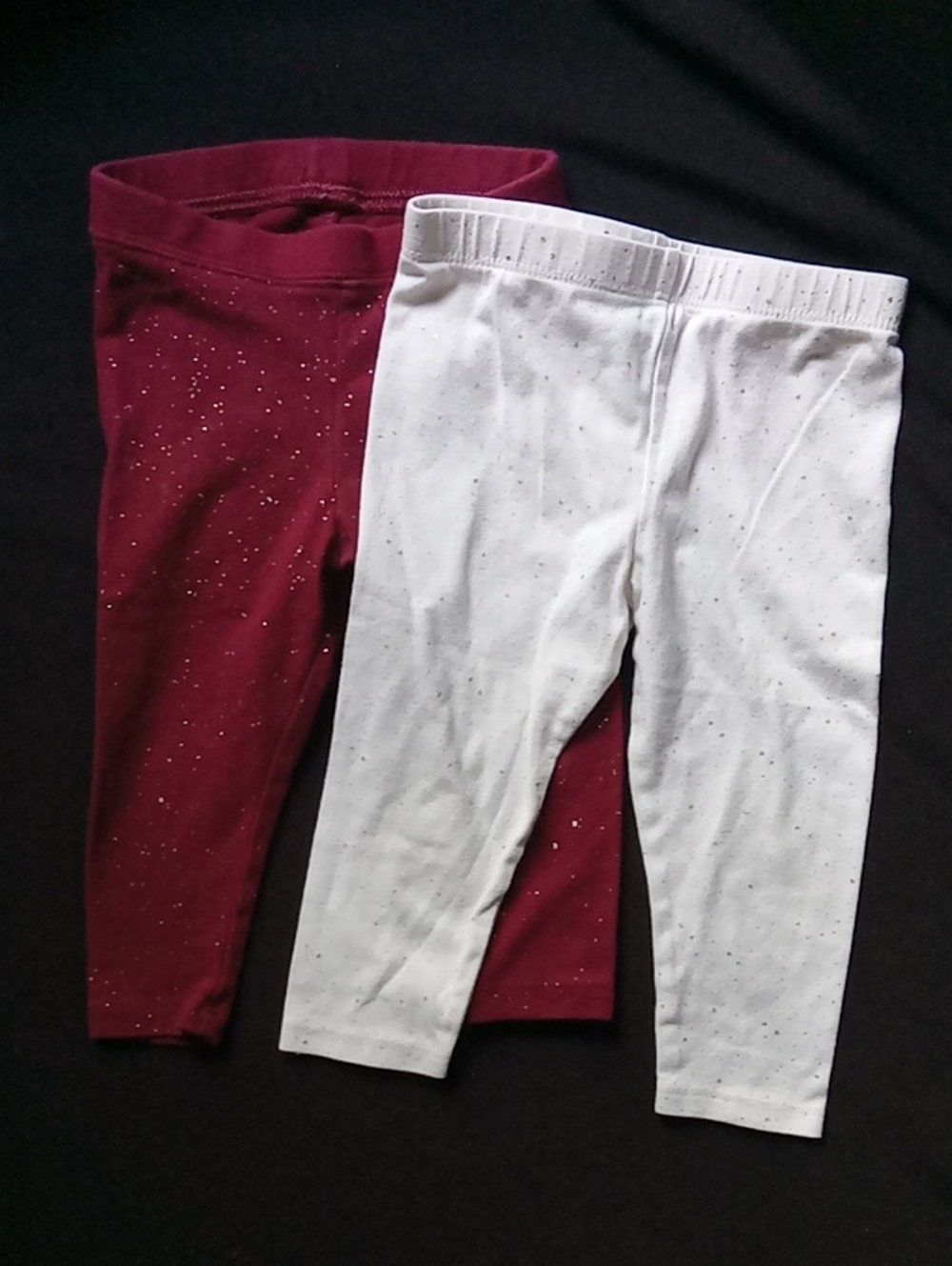 Cat & Jack Sparkle Leggings Set - Burgundy & White